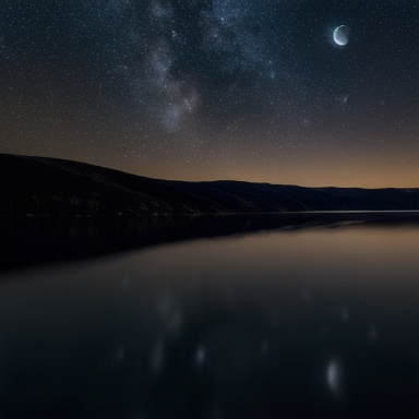 Full moon over a serene landscape