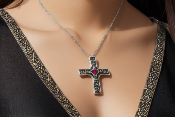 Medieval cross necklace