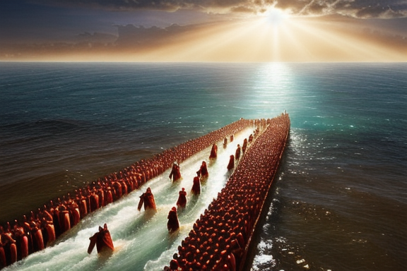 Moses leading the Israelites through the Red Sea