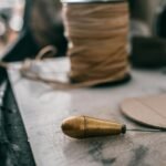 Awl on working bench in workshop