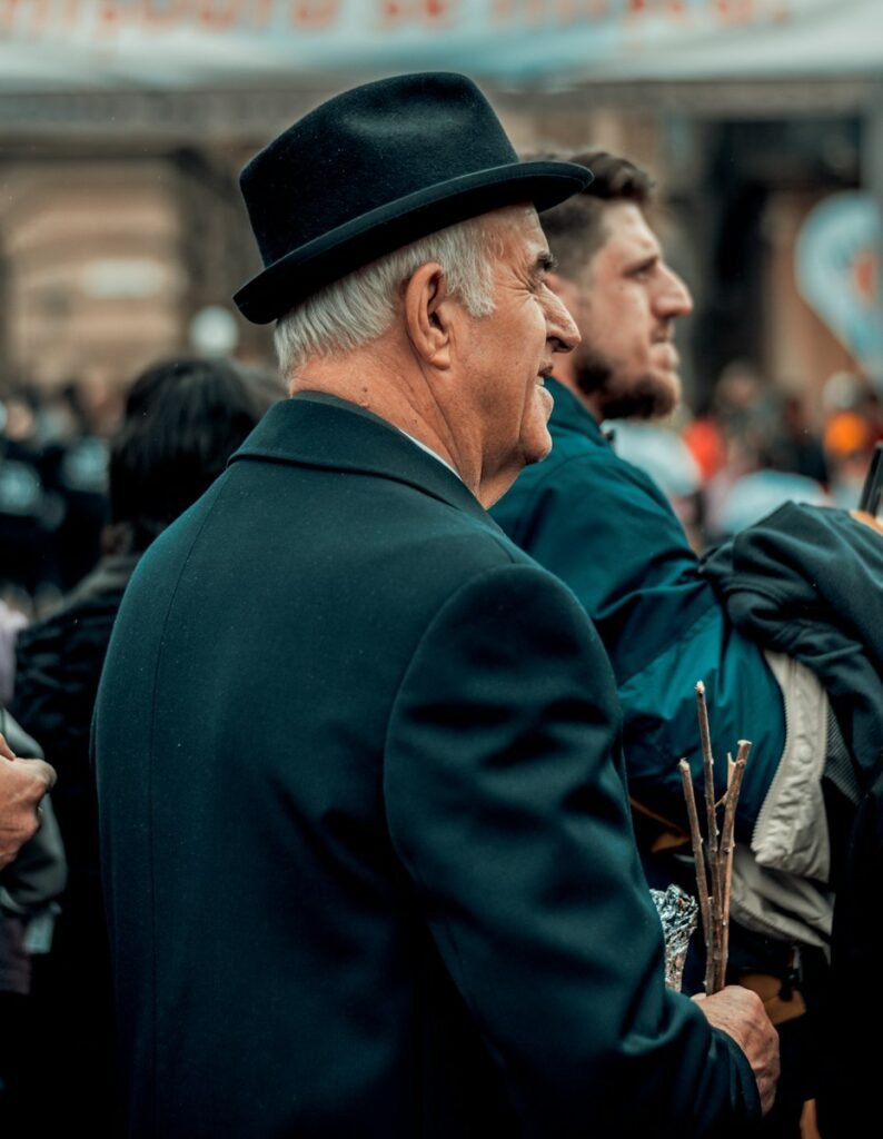 man in black suit jacket