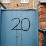 a blue door with the number twenty on it